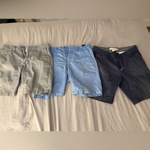H&M Men’s Flat Front Shorts in Light Gray, Sky Blue & Navy
